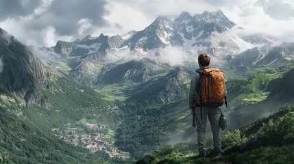 Fototapeta premium hiker in the mountains