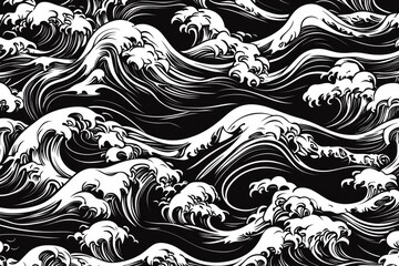 Fototapeta premium Wave Pattern Black and White