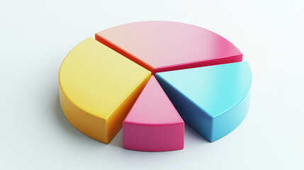 Obraz premium Colorful 3D Pie Chart Rendering