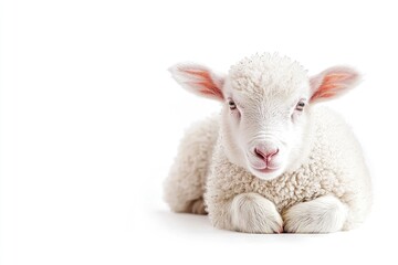 Naklejka premium White Sheep Lying Down