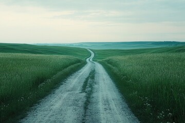 Fototapeta premium Dirt Road in Grass Field