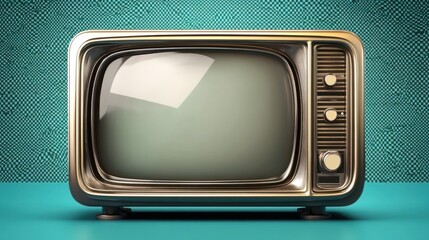 Retro futuristic chrome television on transparent background