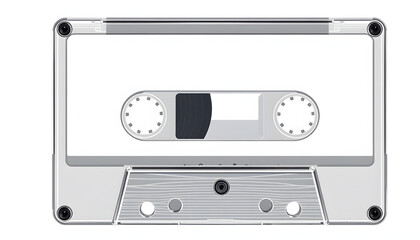 Obraz premium Blank cassette tape box design mockup, isolated, profil side view. Vintage cassete tape case with retro casset mock up. Plastic analog magnetic tape casete clear packaging template. Mixtape box cove