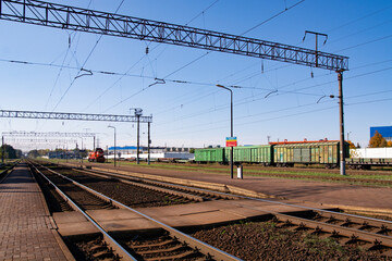 ZHODINO, Belarus - October 13, 2024 : railway tracks and freight wagons