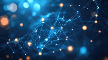 Obraz premium Abstract technology network with glowing nodes and lines. Modern and sophisticated background 