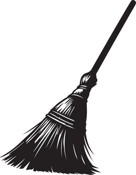 recommend clip art: Broom silhouette vector art illustration. Isolated on transparent background