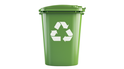 Green Recycling Bin with Symbol for Eco-Friendly Waste Disposal