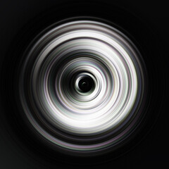 Colorful radial motion effect. Abstract rounded background. Color curves and sphere.