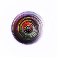 Colorful radial motion effect. Abstract rounded background. Color curves and sphere.