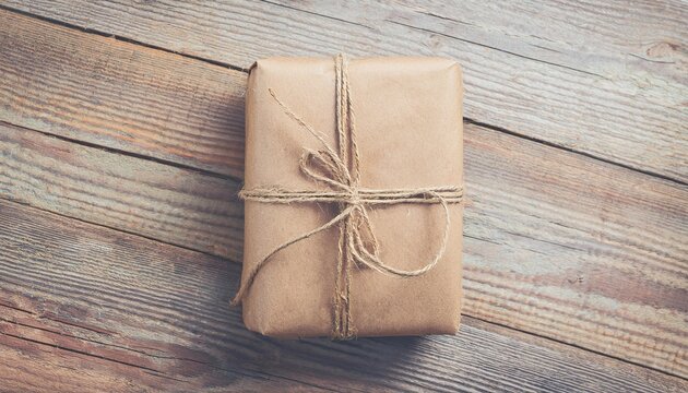 Package wrapped in packaging paper and old string