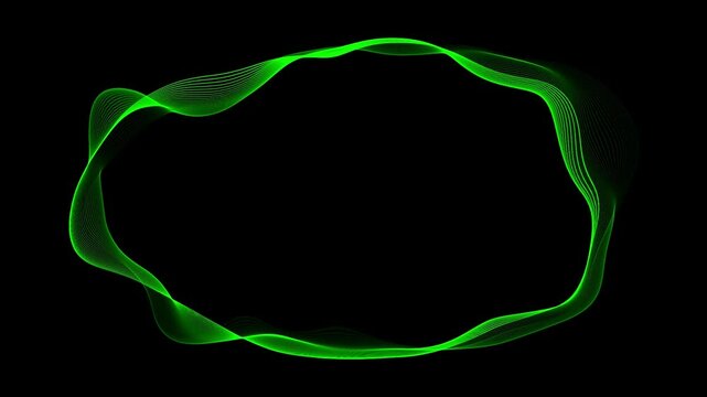 Abstract green lines smooth wavy loop background. circle shape lines animation