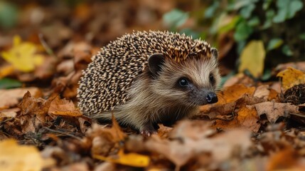 Fototapeta premium Small hedge on leaf pile