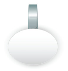 Blank oval shaped wobbly supermarket shelf wobbler tag with a transparent plastic strip, useful for sales promotions and advertising