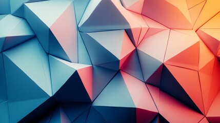 Obraz premium a beautiful geometric wall of 3d polygons, using cool colours only, abstract 