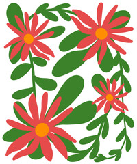 Abstract aesthetic posters template Modern trendy Matisse Paintings Museum Decor Exhibition. Retro Floral Cut Outs Flowers Illustration Botanical Art Printable Flower Market Poster.abstract flower red