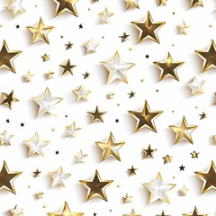 elegant design combines gold stars in a symmetrical arrangement on a white canvas, embodying simplicity and sophistication.