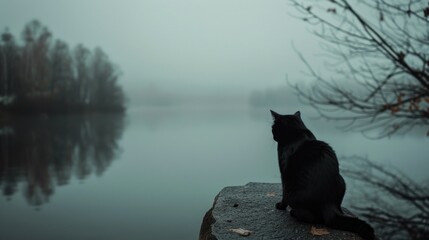 Black Cat by Water