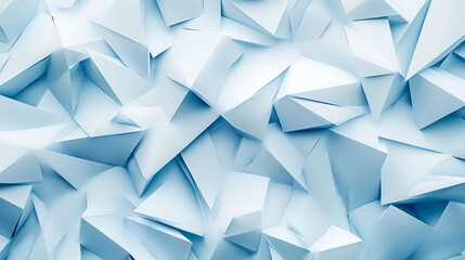 A modern abstract background featuring layers of textured white material, arranged in a random pattern of triangles, diamonds, and squares. The background