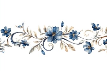Blue flowers on white background