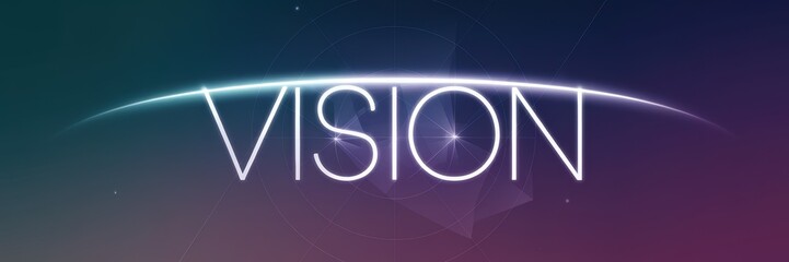 A colorful image of a planet with the word "vision" written across it