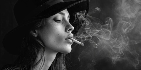 Fototapeta premium Woman smoking cigarette