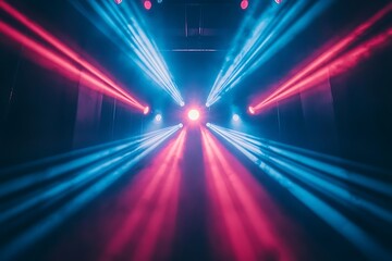 Concert Stage Lights with Fog and Red Blue Beams