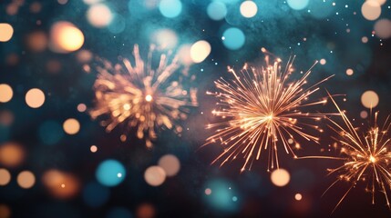 Fototapeta premium Colorful firework with bokeh background. New Year celebration 