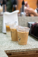 Ice coffee in plastic cup