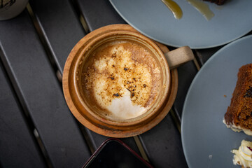 Top view of coffee in table