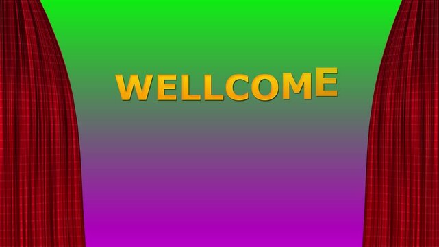 Wellcome ceremony Opening red wavy curtain animation on background. Party explosion abstract flat background 4k. Christmas party particle explosion on background.
