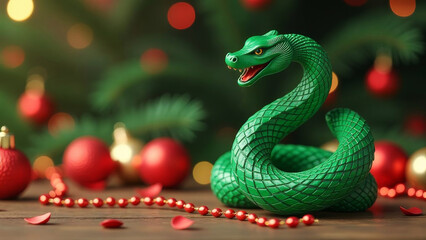 Fototapeta premium 2025 is the symbol of the Chinese New Year green snake. Lunar New Year Celebrations