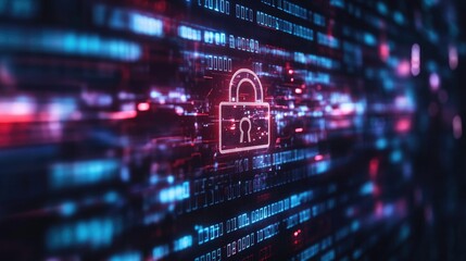 Obraz premium Digital binary data on microchip with glow circuit board background 