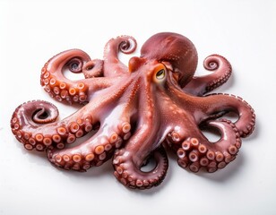 Pulpo marino fresco sobre una mesa blanca