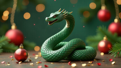 Fototapeta premium 2025 is the symbol of the Chinese New Year green snake. Lunar New Year Celebrations