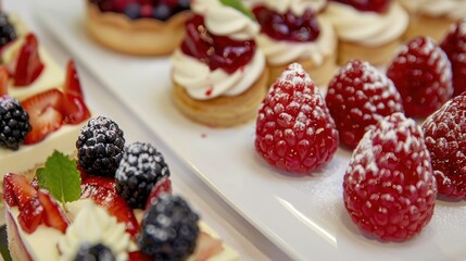 Close-up of Freshly Baked Raspberry and Blackberry Tarts