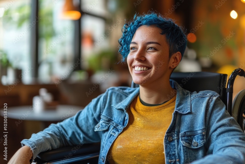 Wall mural Blue Haired Woman Sitting