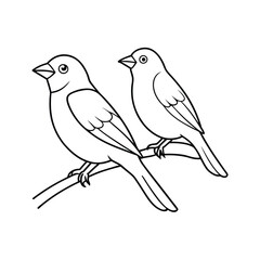 A delicate vector illustration of birds perched on a branch against a whiter background. Perfect for nature-themed designs, decorative elements, or minimalist art projects.