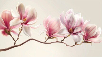 Naklejka premium Delicate Magnolia Flowers: A Close Up View of Nature's Beauty