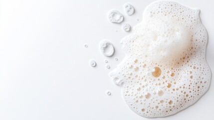 Bubbling soap foam on a clean surface in bright light showcasing texture and details of a simple cleaning process