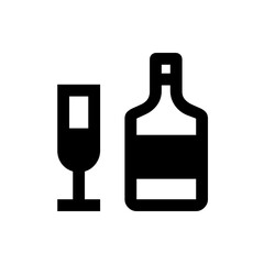 Simple Wine Bottle and Glass Icon
