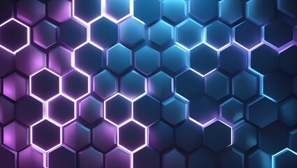 Fototapeta premium Futuristic Hexagon Glow: A Cyber Aesthetic Design, Abstract background hexagon pattern with glowing lights 