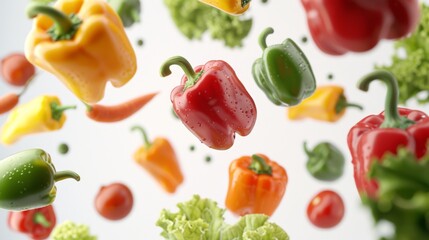 Naklejka premium Vibrant Bell Peppers: A Colorful Still Life