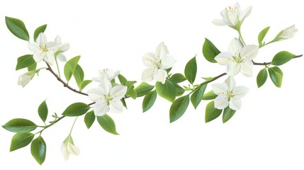 Delicate White Flowers on a Branch: Spring Blossom Illustration