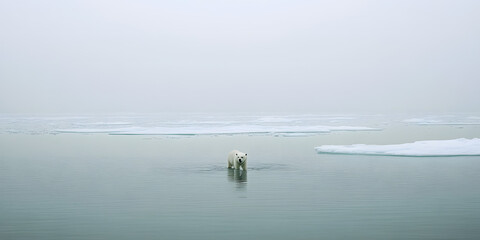 Urso polar sobre um bloco de gelo