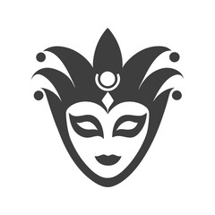 Venetian Mask Silhouette Vector Icon Set.
