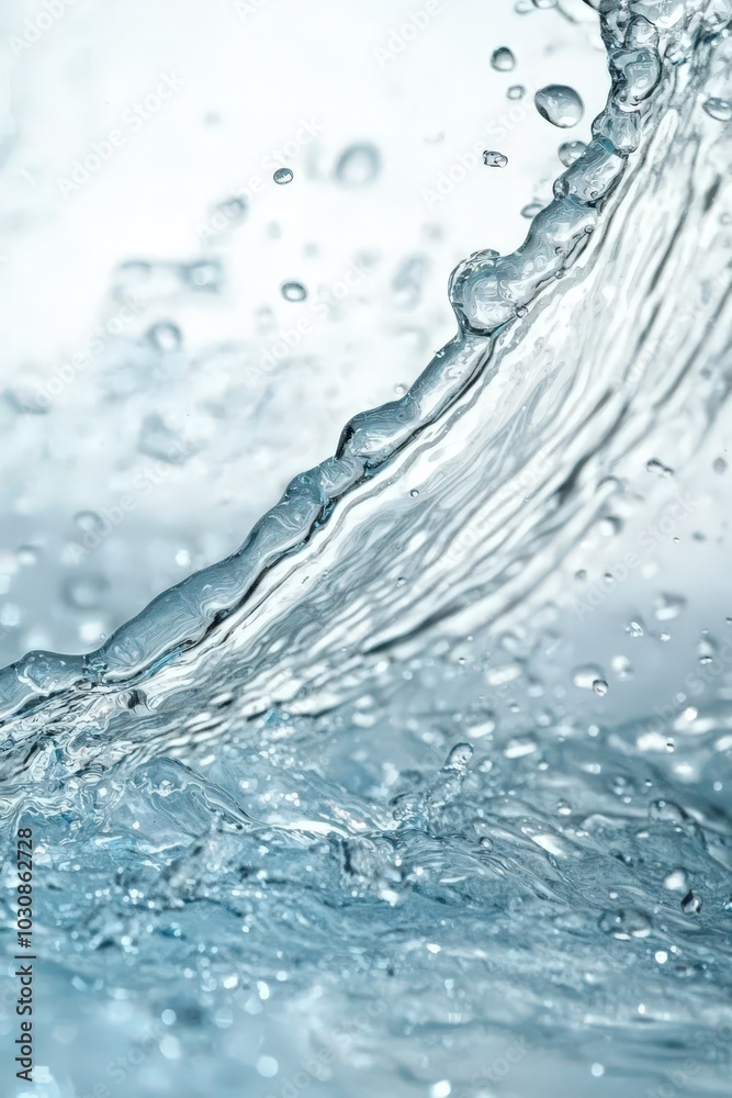Poster The interaction of water and light produces vibrant splashes, with droplets cascading through the air, captured in a moment of dynamic movement and clarity