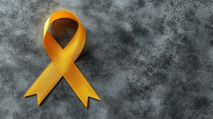 Yellow Awareness Ribbon on Grey Background