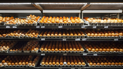 Fresh Brown Eggs on Supermarket Shelves   Grocery Shopping  Food  Kitchen  Breakfast  Nutr