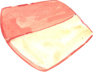 Triangular cheese block, watercolor painting hand-drawn illustration