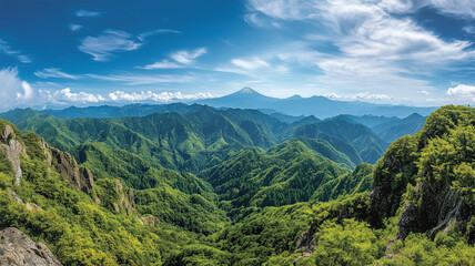 富士山を望む山岳風景